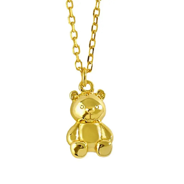 Halskette mit Anhänger Bär  Damen Mädchen Kette Goldn-Silber Kette