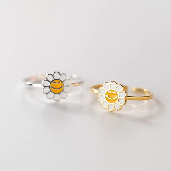 Damen Ring Sonnenblume echt Sterling Silber 925 größenverstellbar 47-53