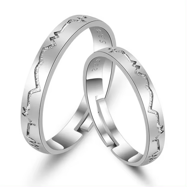 2 Partnerringe Herzschlag Silber 925 Ring Herz Trauringe Freundschaftsringe