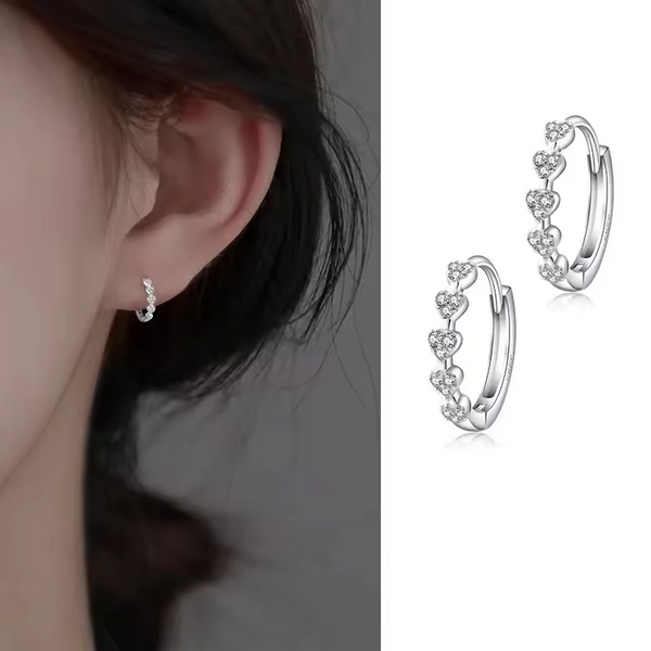 Creolen fünf Herzen Sterling Silber 925 mit Zirkonia Damen Mädchen Ohrringe