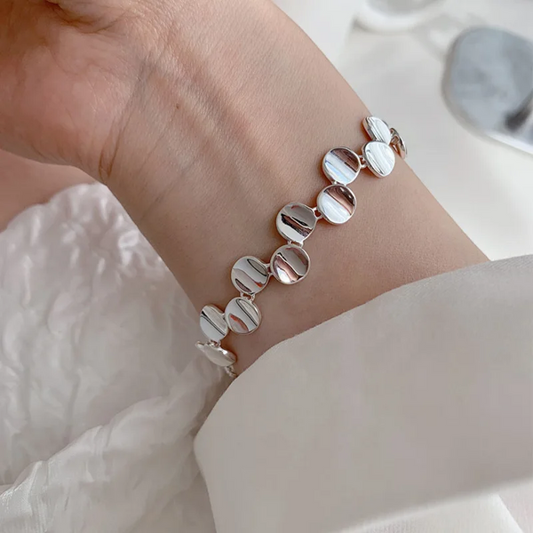 Damen Armband Runde Plättchen Sterling Silber 925 /15 cm