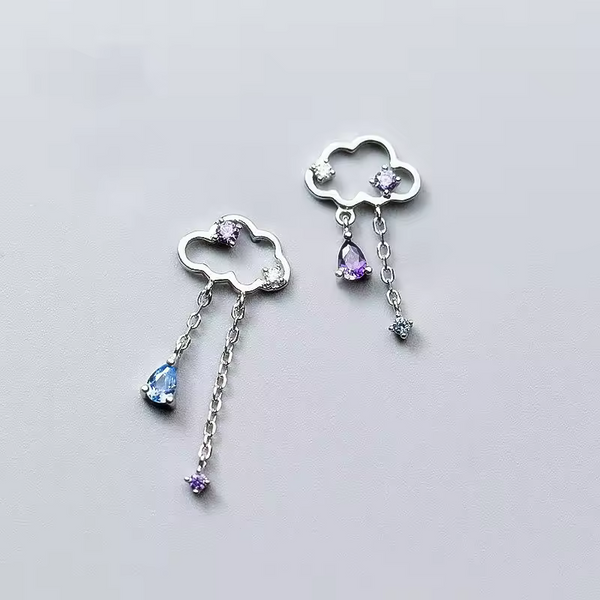 Ohrringe  Wolken form m. blauen Zirkonia, Sterling Silber 925, Damen Ohrringe.
