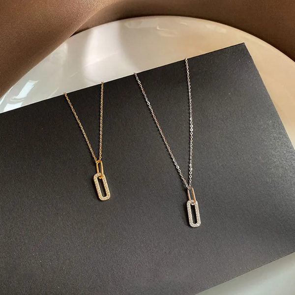 Halskette Sterling Silber Rechteckig mit Zirkonia  Damen Kette