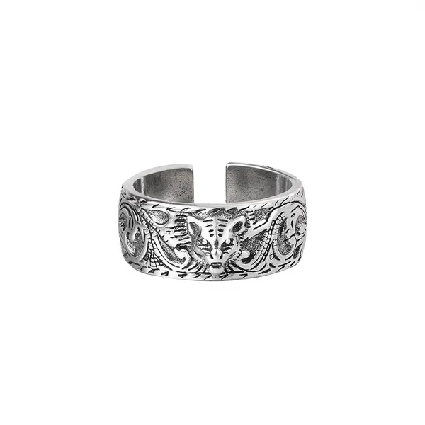 Damen- Herrenring - Ring Tiger Sterling Silber 925 größenverstellbar