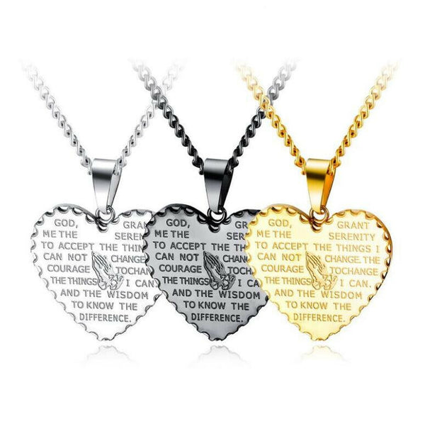 Herz, Halskette, Kette, Gott, Edelstahl, Herren, Damen, Kinder, Geschenk