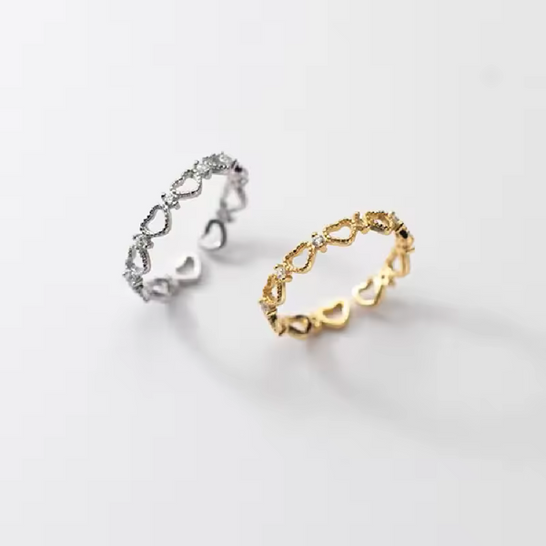Ring mit offenem Herz, Sterling Silber 925, Zirkonia, Größe wählbar