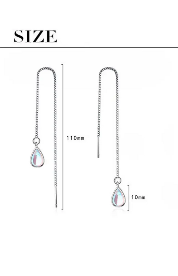 Durchzieher Oval Sterling Silber 925 mit Opal Damen Ohrringe