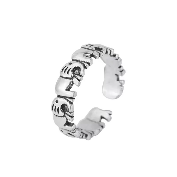 Damenring mit Elefantenmotiv, Sterling Silber 925, geschwärzt, größenverstellbar