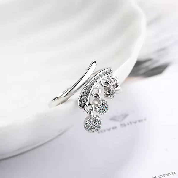 Damen Wrap Anhänger Kette Ring verstellbar Zirkonia Sterling Silber 925 offen