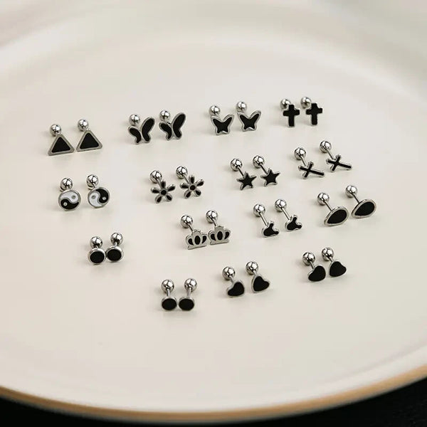 Stylische Edelstahl-Ohrringe – Set aus verschiedenen Designs, elegant Ohrstecker