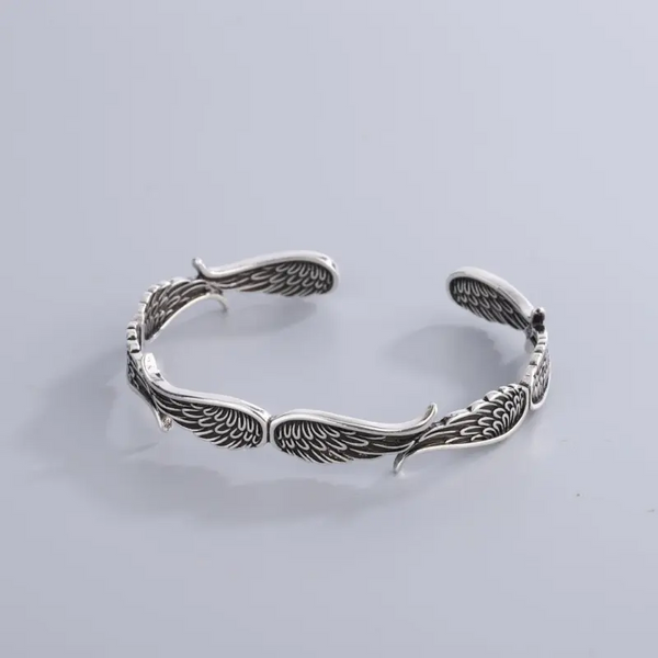 Damen Armreifen Engelsflügel Sterling Silber 925 Geschwärzt Armband