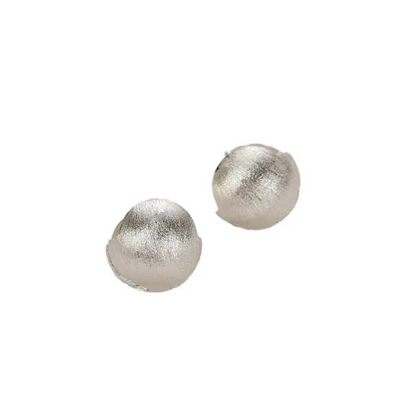 Creole Ohrringe 925er Silber – Gebürstetes Kugel-Design Ohrstecker