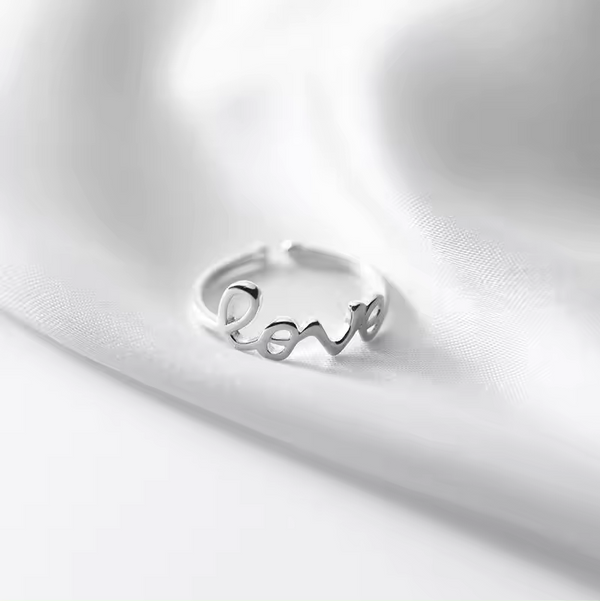 Damenring m. 'Love' in Handschrift, Sterling-Silber 925, Ring  Größenverstellbar
