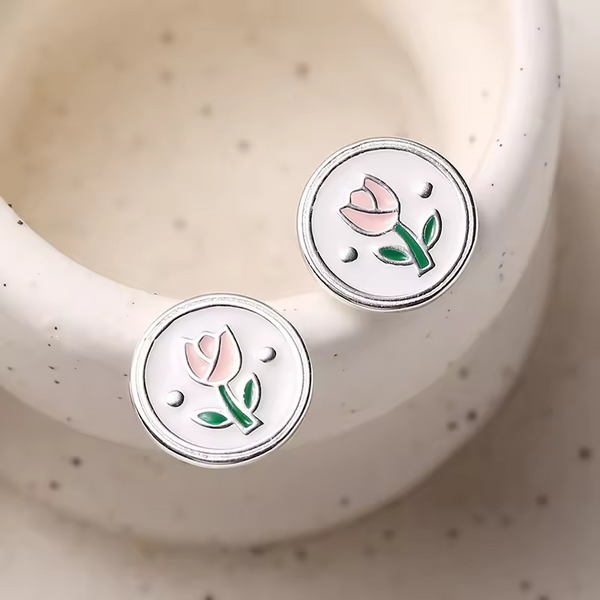 Ohrstecker rosafarbenem Rosé, Sterling Silber 925, Damen Ohrringe