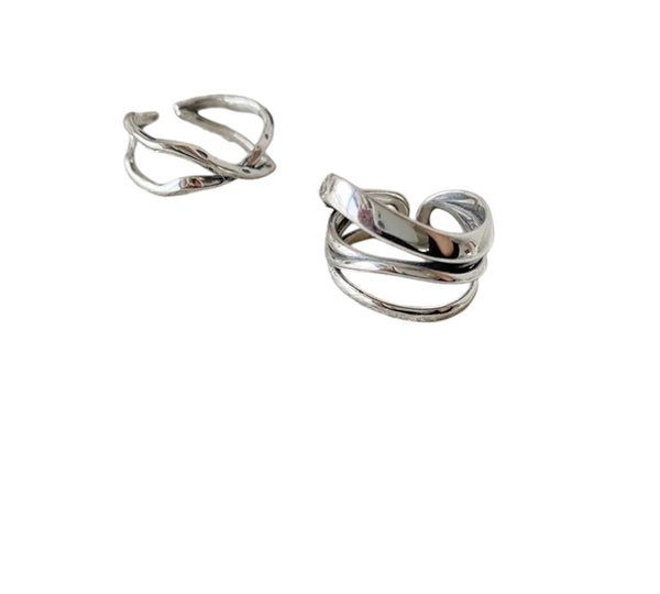 925 Silber ring für Damen – Geschwärzt Verstellbarer 1 Ring , verdreht em Design