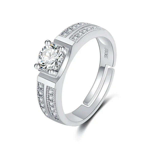 Damen Ring mit Runder Zirkonia Sterling Silber 925 Top