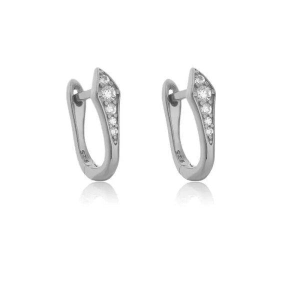 Damen, Ohrringe,, Creole, Zirkonia, Creolen, Sterlingsilber 925