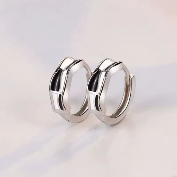 Elegante Damen & Herren Creole Ohrringe Sterlingsilber 925 | Weiß - Schwarz