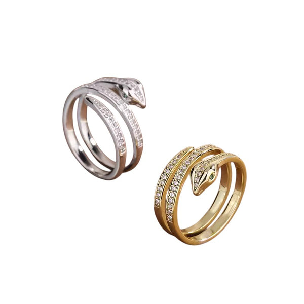 Damenring mit Schlangenmotiv, Sterling Silber 925, Zirkonia, größenverstellbar
