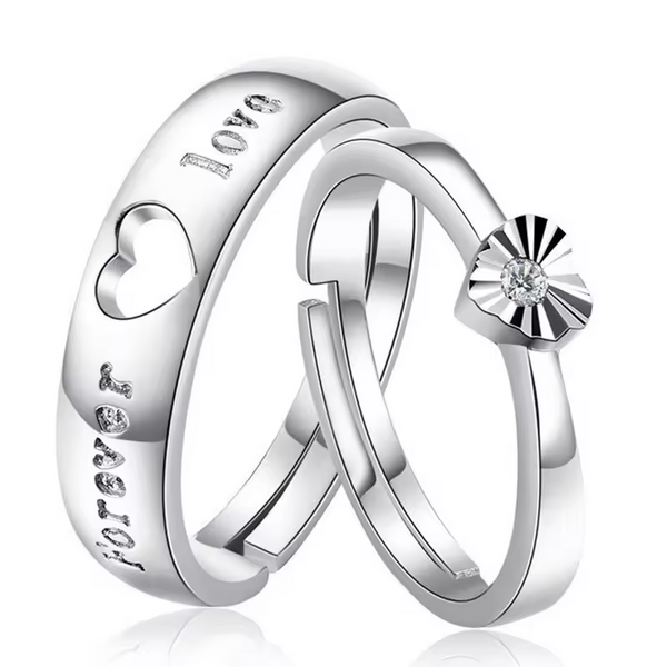Zwei Partnerringe Silber 925 Herz Ring Trauringe Freundschaftsringe Verstellbar