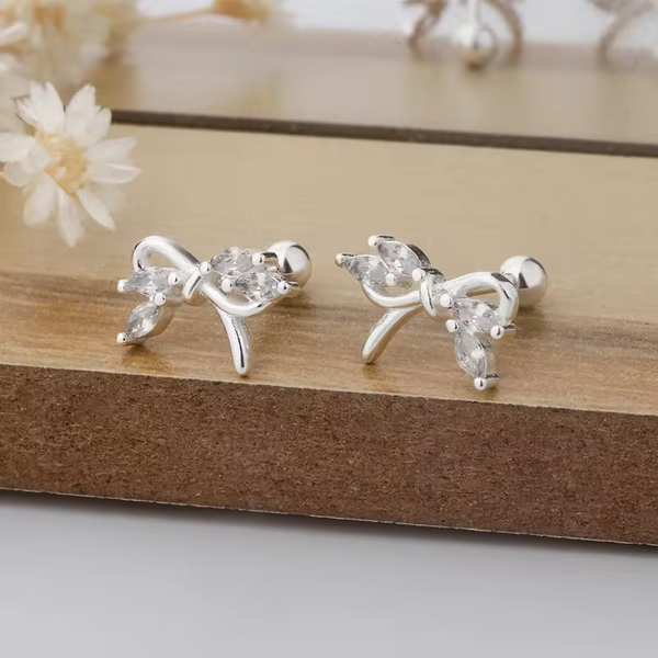 Mini Ohrringe m. Schraubenverschluss, Infinity, Sterling Silber 925, Zirkonia,