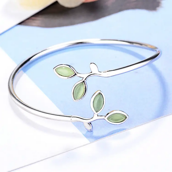 Damen Armreif Blatter Blatt Sterling Silber 925 Blumen Armband Armkette