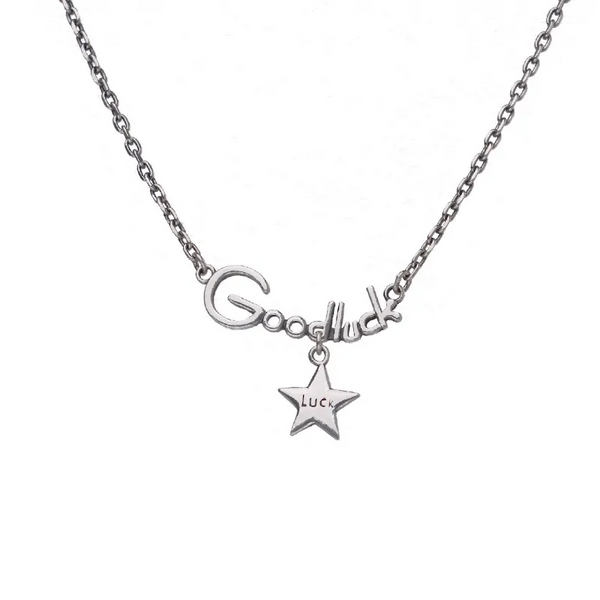 Geschenk - Good Luck Halskette mit Sternanhänger – Silberoptik, Glücksbringer