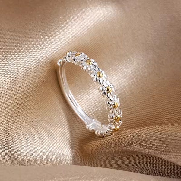 Ring mit Mini-Blumen, Sterling Silber 925, Größe wählbar