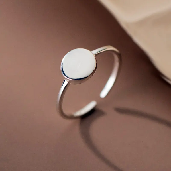 Damen Herren Rund Ring Sterlingsilber 925 Größenverstellbar