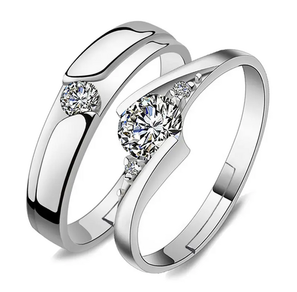 Partnerringe  Silber 925 Verlobungsringe für Damen & Herren |  Ringe mit Zirkoni
