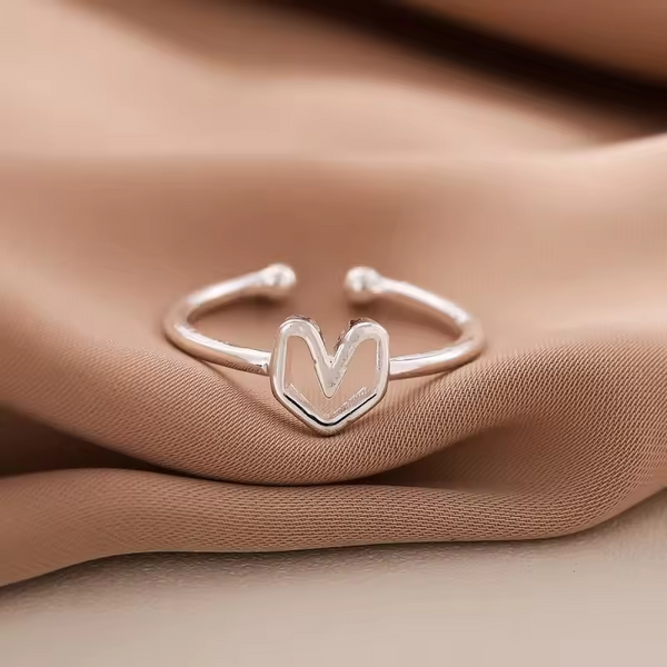 Mini Damenring - offenem Herz Sterling-Silber 925, Mädchen Schmuck offene Größe.