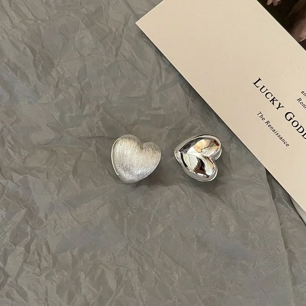 Creole Herz Sterling Silber 925  Damen Ohrringe Paar, Glatt-Matt