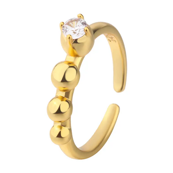 Ring Bälle Sterling Silber 925 Zirkonia Größenverstellbar Damen Mädchen