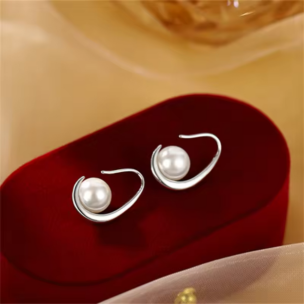 Schöne Damen Ohrhänger 925 Sterling Silber mit weißen Perlen, Ohrstecker neu