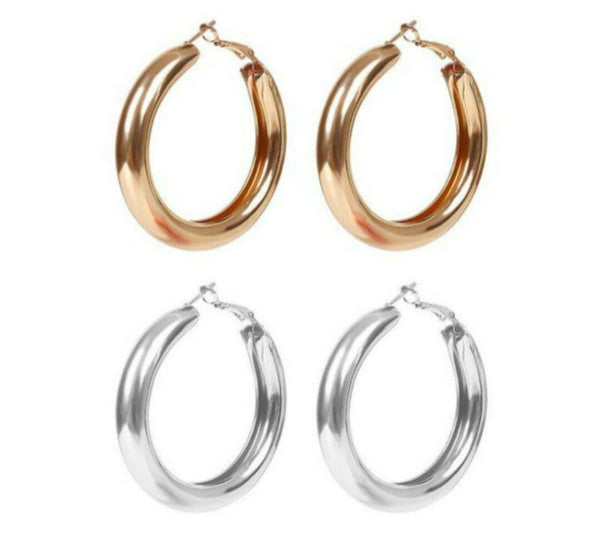 Große Creole Ohrschmuck Damen Glänzend Ohrhänger Ohrstecker Ohrringe