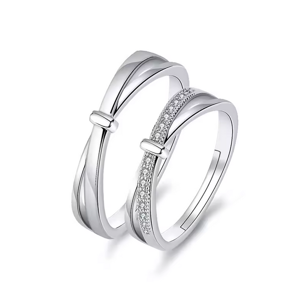 2 Partnerringe Unendlichkeit Damen Herren Ring Silber 925 Zirkonia Trauringe