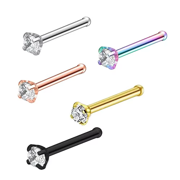 5 St Set Nasenpiercing Stecker Nasenstecker Stift Piercing gebogen Zirkonia
