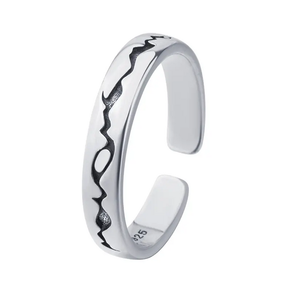 Damen Herren 1 Ring Sterlingsilber 925 Herz - Herzschlag Größenverstellbar