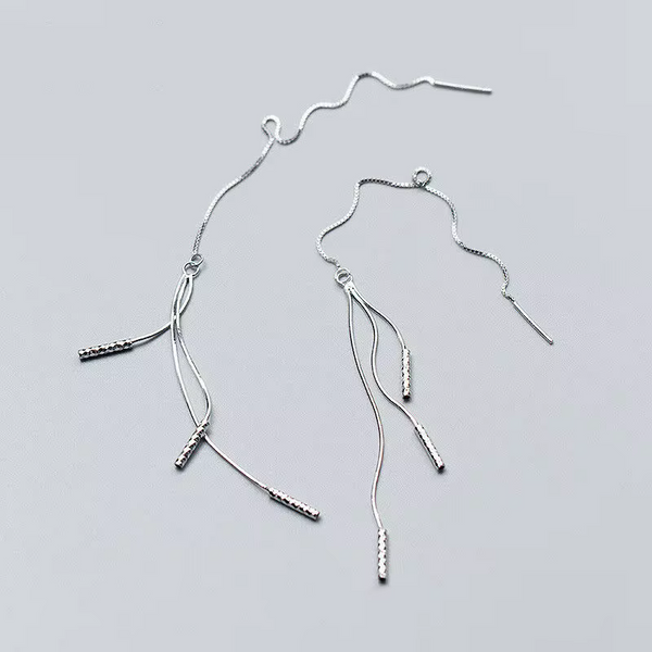 Damen-Durchzieher mit 3 Ketten, Sterling Silber 925, Mädchenohrringe.