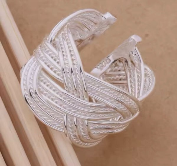 Eleganter Silber 925 ring mit geflochtenem Design – Zeitloser Stil -Offen Größer