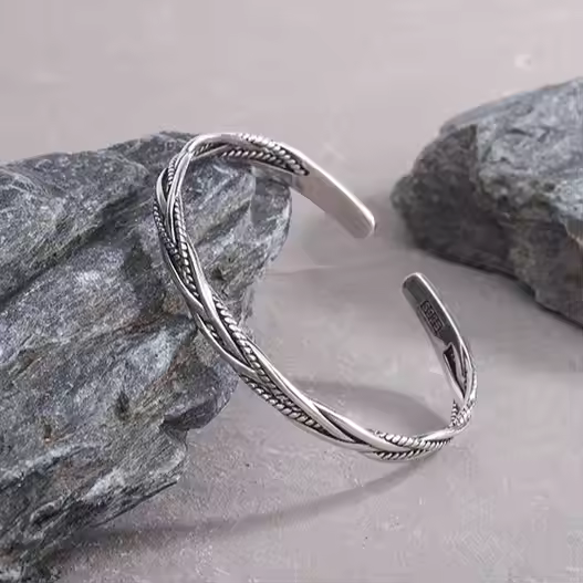 Damen Armreifen Sterling Silber 925 Geschwärzt Herren Armband Armkette