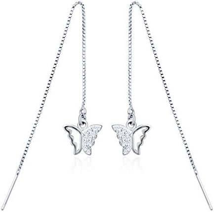 Damen Ohrringe echt Sterlingsilber 925 Durchzieher Schmetterling