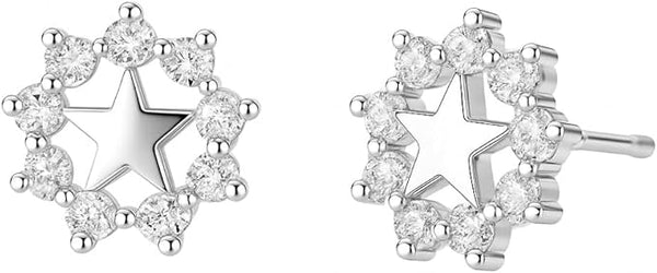 925er Silber Stern-Ohrstecker mit Zirkonia – Funkelnd & Elegant
