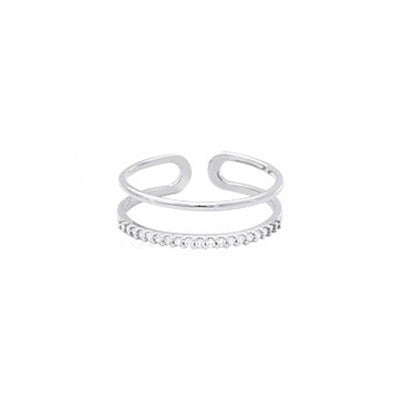 Damen Ring zwei  Reihen verstellbar Sterling Silber 925 - Zirkonia