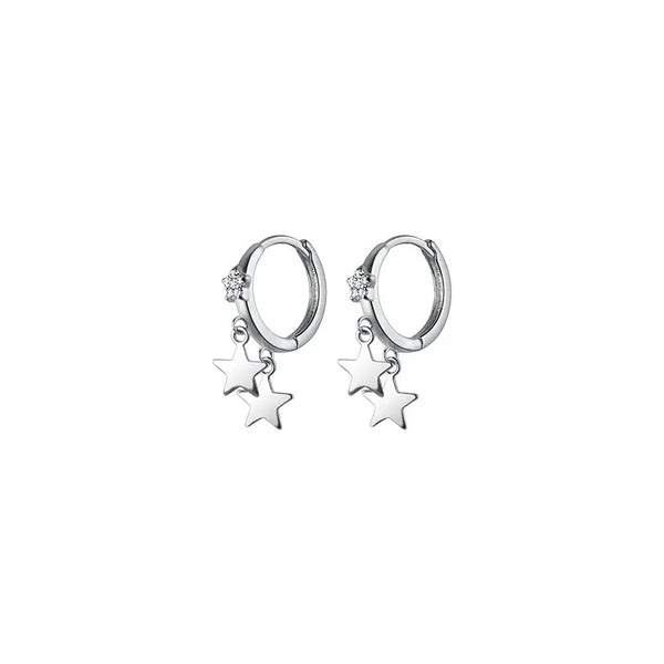 925 Silber Creolen mit Sternanhänger – Gold & Silber – Damen Ohrringe