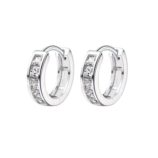 925 Silber Creolen – Bunte Zirkonia Steine – Viele Farben – Damen Rund Ohrringe