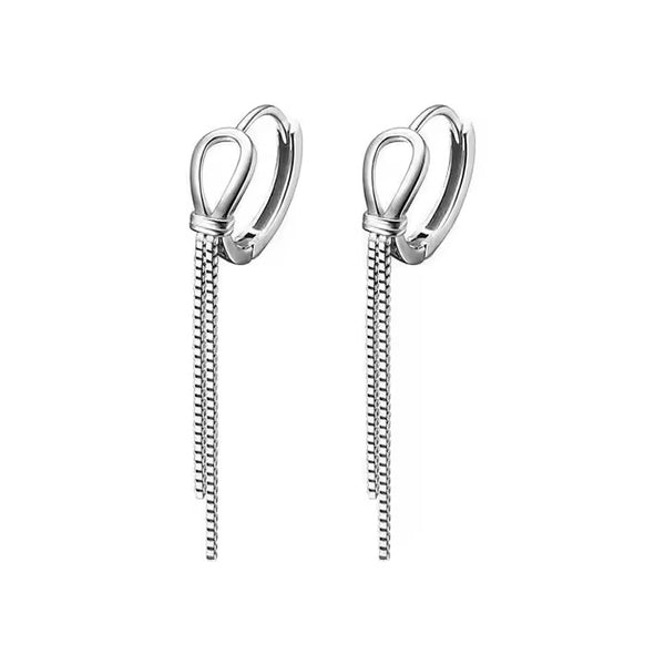 925 Silber Ohrringe mit Schleife und Kettchen – Eleganter Damen Ohrschmuck
