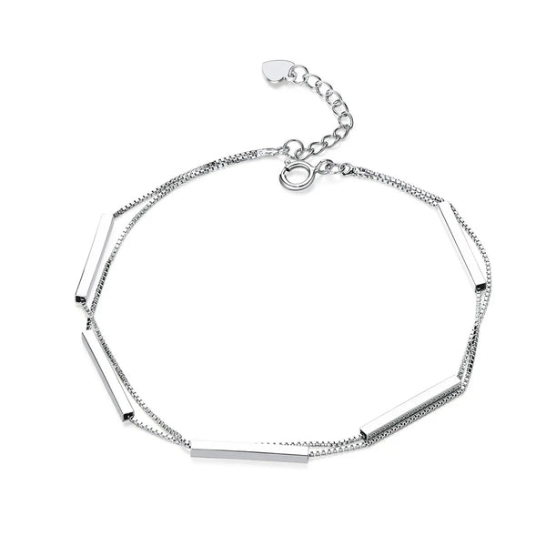 925 Silber Damen Armkette –  Rechteckige Glieder,  Hochwertige Qualität/ 16-21 cm