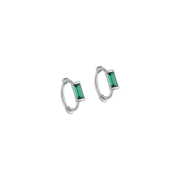 Creolen 925 Sterlingsilber – Grün-Klar Zirkonia – Damen Ohrringe 8-10 mm