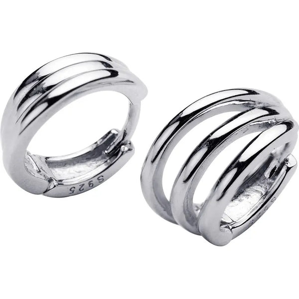 Creolen Dreireihig Sterlingsilber 925 Damen Ohrringe Kreolen